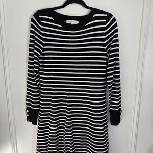 LOFT Black and White Striped Dress
